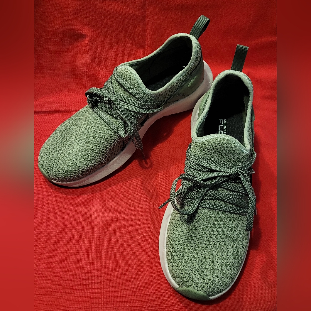 Merrell Cloud Knit Lace-Up Slip On Sneakers - Lichen Green 6-1/2 Medium